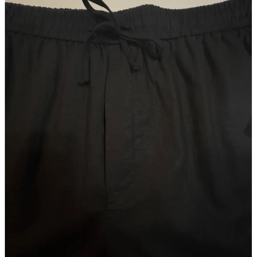 Treasure&Bond Comfort Pull On Linen Blend Drawstring Short‎ Black Size Large NEW